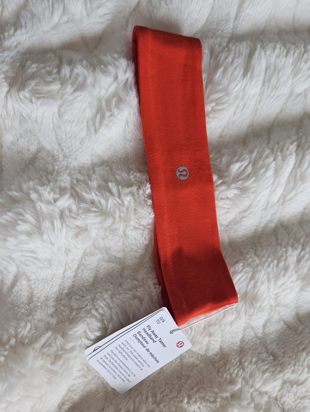 NWT Lululemon Fly Away Tamer Headband Solar Orange Sold Out One Size